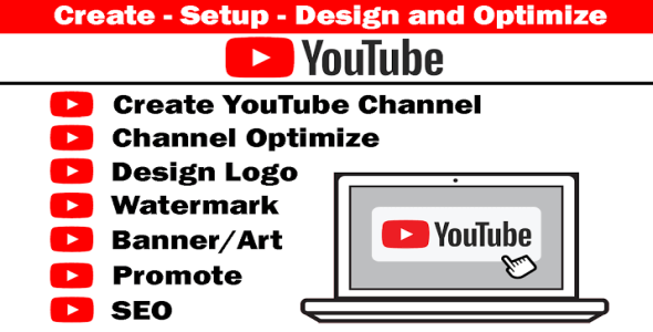 I will create and setup youtube channel with logo, banner, intro, and outer