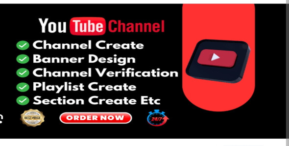 I will create and setup youtube channel with logo, banner, intro, and outer