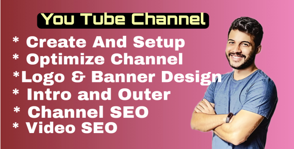 I will create and setup youtube channel with logo, banner, intro and outer