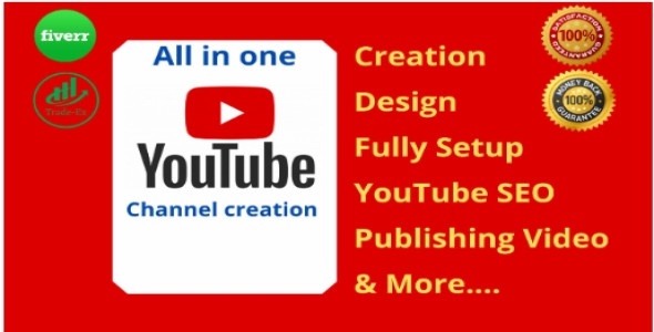 I will create and setup youtube channel with logo, banner, intro, and outer