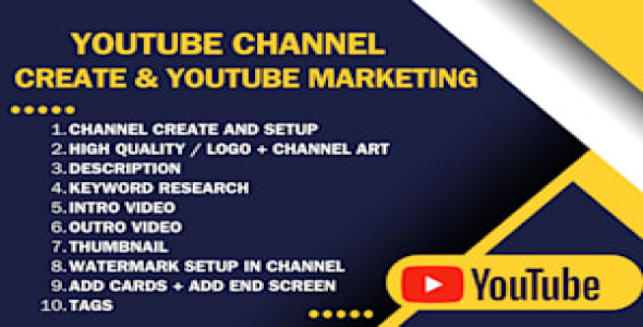 I will create and setup youtube channel with logo, banner, intro, and outer