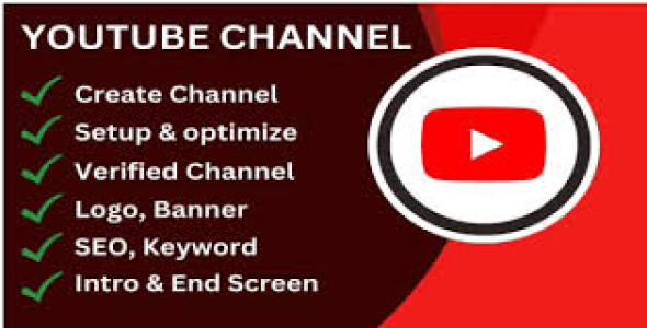 I will create and setup youtube channel with logo, banner, intro, and outer