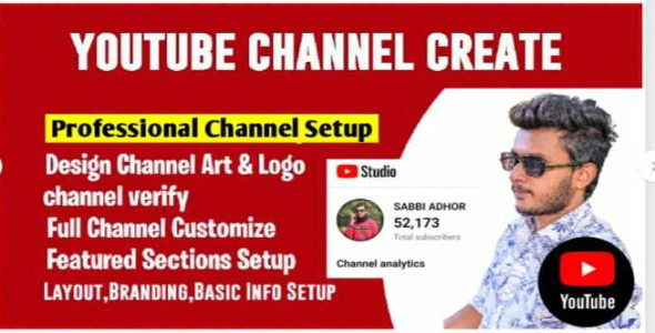 I will create and setup YouTube channel with logo banner intro and outer