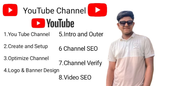 I will create and setup youtube channel with logo, banner, intro, and outer