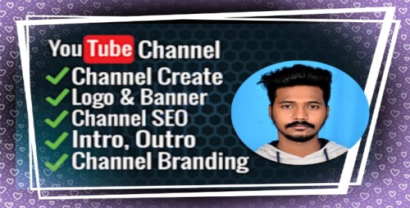 I will create and setup youtube channel with logo, banner, intro, and outer