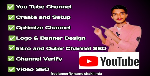 I will create and setup youtube channel with logo, banner, intro, and outer