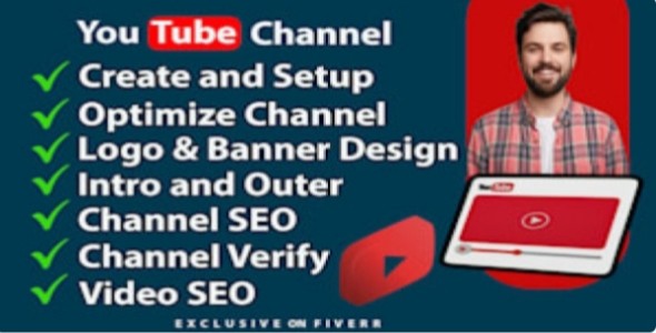 I will create and setup youtube channel with logo, banner, intro, outro