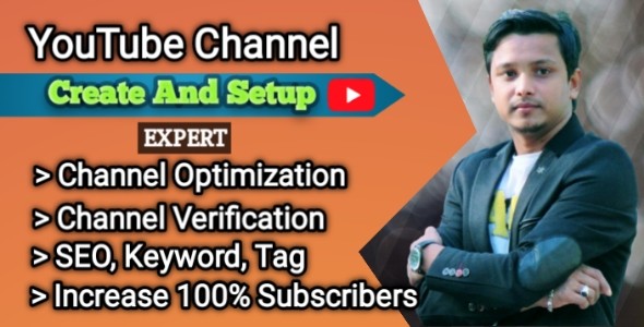 I will create and setup youtube channel with logo, banner, and SEO