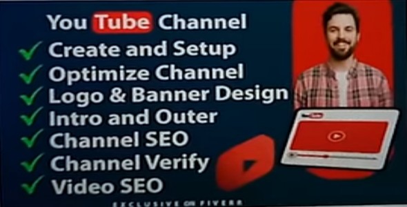 I will create and setup YouTube chanel with logo,banner,intro and outer