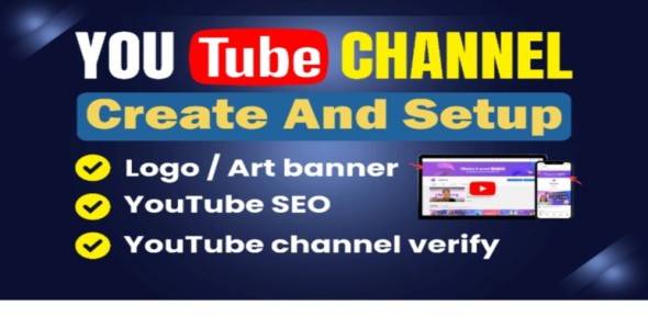 I will youtube channel create and setup with logo, banner full creation also video SEO