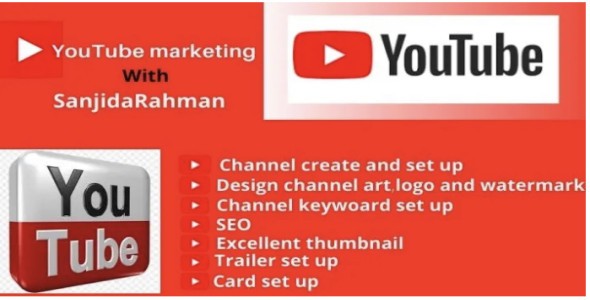 I will create and setup youtube channel with logo, banner, intro, and outer